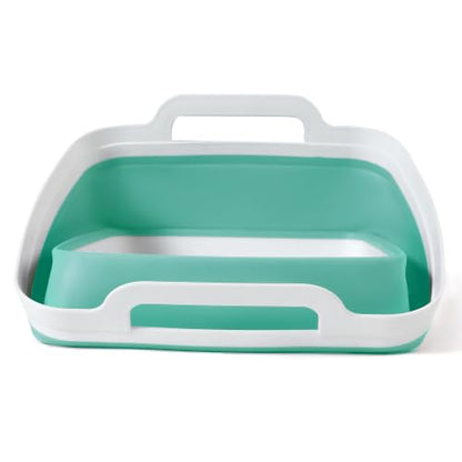 FOSJGO Collapsible Dish Basin with Drain Plug, Foldable Sink, 2.4 Gal (9L) - color: Mint Green