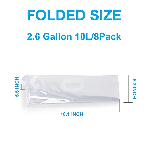 Soddeph Collapsible Water Container Bag, BPA Free Food Grade Clear Plastic Storage Jug for Sport Camping Riding Mountaineer,Freezable, Food Grade (8-pack-2.6Gal) - style: 8-pack-2.6Gal