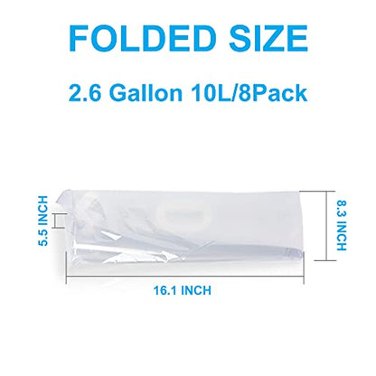 Soddeph Collapsible Water Container Bag, BPA Free Food Grade Clear Plastic Storage Jug for Sport Camping Riding Mountaineer,Freezable, Food Grade (8-pack-2.6Gal) - style: 8-pack-2.6Gal