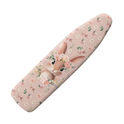 Easter Bunny and Flower Ironing Board Cover Replacement Iron Board Cover Easter Decoration Tabletop Heavy Duty Padded Iron Board Covers with Elastic Edge - color: Bunny and Flower