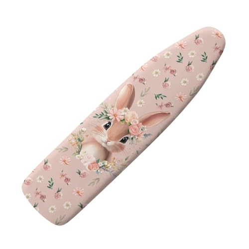 Easter Bunny and Flower Ironing Board Cover Replacement Iron Board Cover Easter Decoration Tabletop Heavy Duty Padded Iron Board Covers with Elastic Edge - color: Bunny and Flower