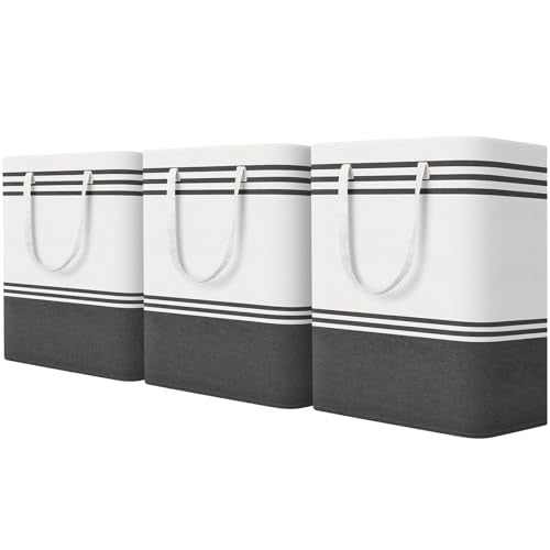 TranquilRelax 3-Pack Laundry Basket, Laundry Hamper, Grey-125L - color: Grey, size: 125L