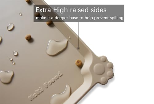 Hoki Found - Waterproof Pet Feeding Mats with High Lips, Multiple Size and Colors -T - color: Tan, size: 19" x 12"