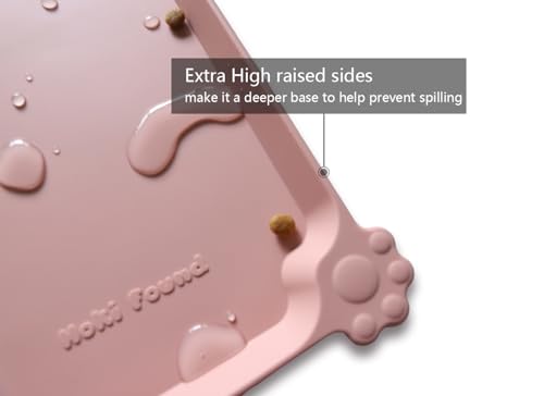 Hoki Found Silicone Pet Food Tray - High-Lips Dog Cat Bowl Mats - Waterproof Dog Cat Food Mats - Neutral Pink - color: Neutral Pink, size: 19" x 12"