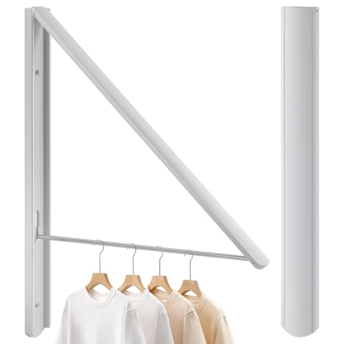 Retractable Clothes Drying Rack Wall Mounted, White - color: White