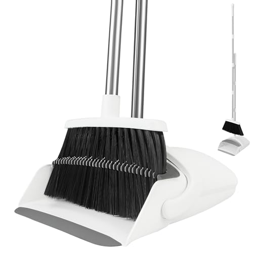 Broom and Dustpan Set, 52" Adjustable Handle Broom, White - color: Broom-white