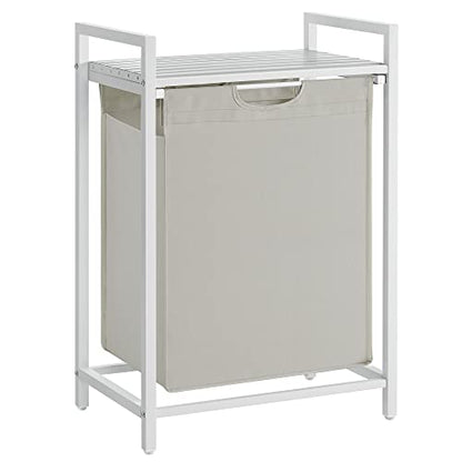VASAGLE Laundry Hamper with Shelf, 1 Pull-Out Bag, 17.2 Gallons (65L) - color: Cream White + Cloud White, size: 1 Bags - 65 L