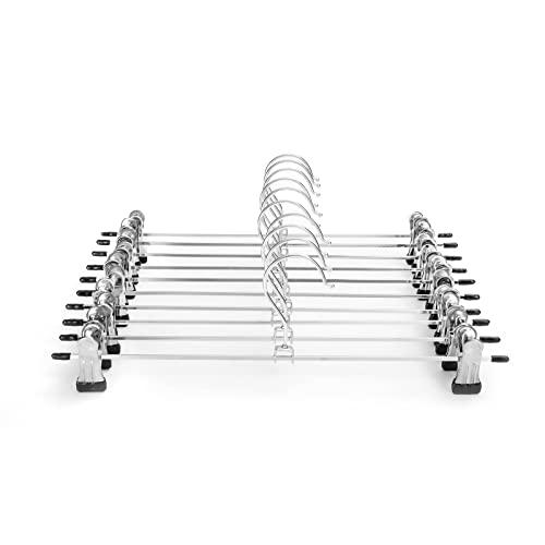 GUANJUNE Pants & Skirt Hangers with Adjustable Non-Slip Clips - Space Saving Metal Hangers for Coats, Garments & Jeans - 10 Pack - size: 10 Pack