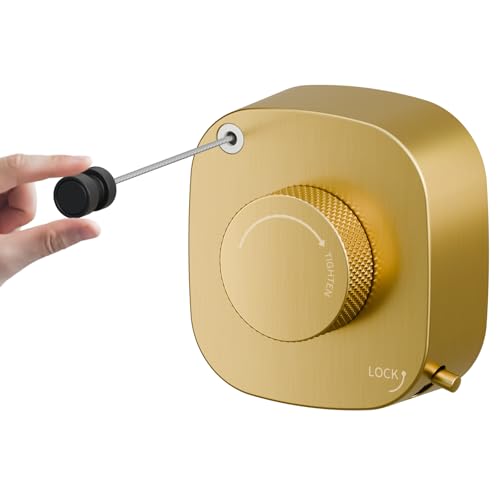 FORIOUS 13.8 Ft Retractable Clothesline, Non-Sagging (Gold) - color: Gold