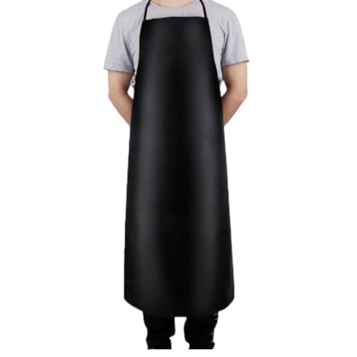 Black water proof apron, extra long adjustable rubber laboratory aprons, used for dishwashing, cooking, gardening - size: 38.5*26.7in