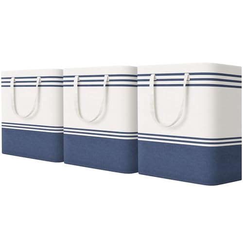 TranquilRelax 3-Pack Laundry Basket, Laundry Hamper, Blue-100L - color: Blue, size: 100L