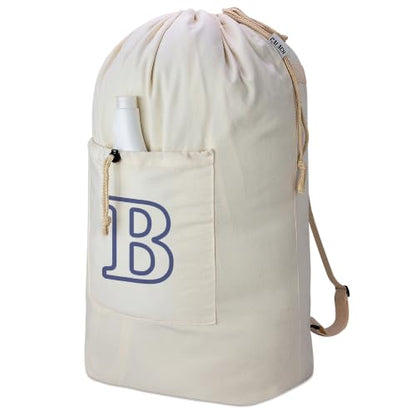 Laundry Bag Backpack Personalized Initial Canvas Laundry Bag, Letter B - color: Letter B, size: X-Large