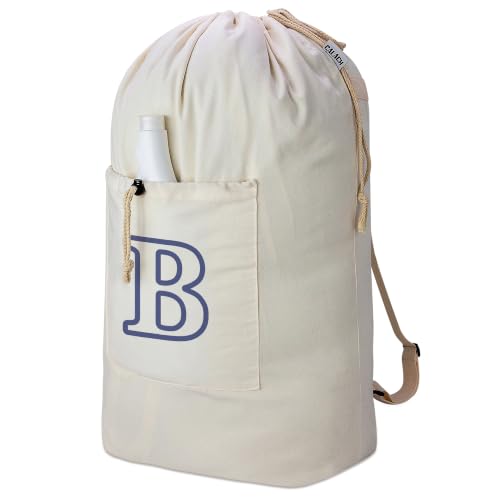 Laundry Bag Backpack Personalized Initial Canvas Laundry Bag, Letter B - color: Letter B, size: X-Large