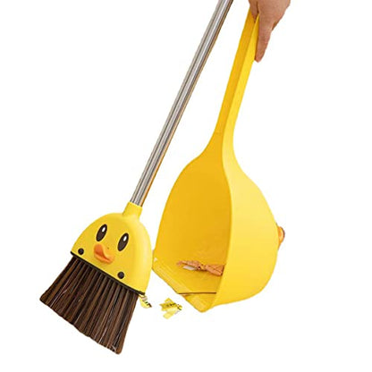 Mini Broom and Dustpan Set for Kids - Cute Yellow Duck for Girls & Boys - Toddler Broom Set for Household Cleaning and Pretend Play - Perfect for Toddlers & Preschooler …