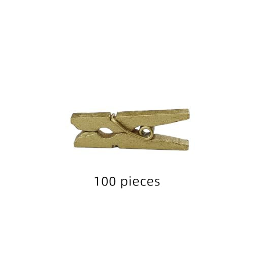 HEEHEE 100 PCS 1 Inch Gold Mini Clothespins Small Clothes Pin Natural Texture Wooden Clips for Food Package Clips Hanging Photo - size: Gold 1x0.12”-100 PCS