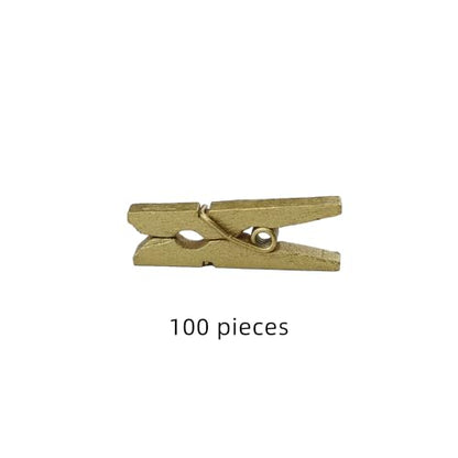 HEEHEE 100 PCS 1 Inch Gold Mini Clothespins Small Clothes Pin Natural Texture Wooden Clips for Food Package Clips Hanging Photo - size: Gold 1x0.12”-100 PCS