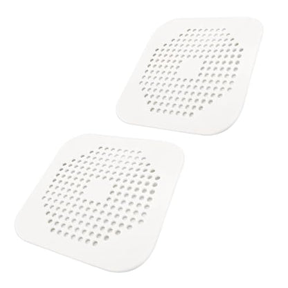 5.7 Inch Large Shower Drain Hair Catcher (2-Pack) - Silicone Square Flat Drain Cover, Fits 5" and 6" Standard Shower Drains, Extra Large Hair Catcher for Bathroom Bathtub & Kitchen Sink - White - color: White (2pcs)