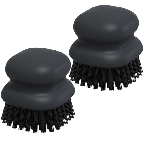 2Pack Dish Scrub Brush, Palm Brush Dish Scrubber with Ergonomic Grip, Kitchen Scrub Brushes for Cleaning for Pans, Pots, Kitchen Sink Cleaning-Black