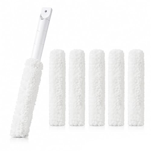 5-in-1 Window Blind Duster with 2 Microfiber Sleeves, Detail Cleaning Brush for Air Conditioner Vent, Shutter, Fan Blade, Keyboard, Nozzle - color: White 5-in-1 Brushes+5 Clothes