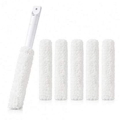 5-in-1 Window Blind Duster with 2 Microfiber Sleeves, Detail Cleaning Brush for Air Conditioner Vent, Shutter, Fan Blade, Keyboard, Nozzle - color: White 5-in-1 Brushes+5 Clothes