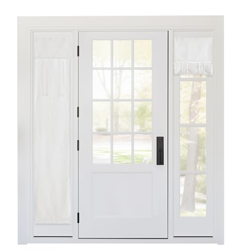 RYB HOME Faux Linen Side Door Curtain - Privacy Window Curtains for Patio French Door Front Door Sidelight Curtain Tie up Shade, 1 Piece, 12W x 72L Inches, Pure White - color: White, size: 12"W x 72"L (Pack of 1)