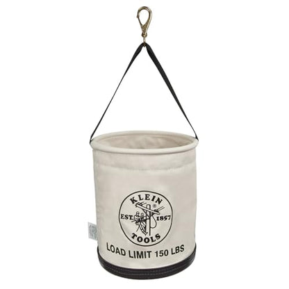 Klein Tools 5109SLR Canvas Bucket, All-Purpose Tool Bucket with Plastic Bottom with Drain Holes, Load Rated Up to 150-Pounds - size: Canvas, 150-Pound Load