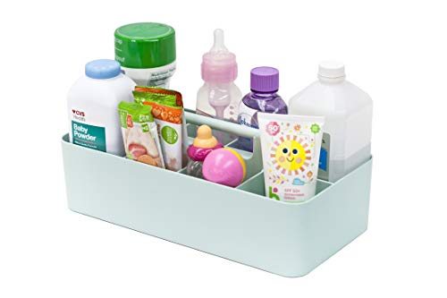 Portable Caddy Organizer -2 Stackable Plastic Caddy with Handle | Desk, Makeup, Dorm Caddy, Classroom Art Organizers (Made In Usa) (Mint/Lavender) - color: Mint / Lavender