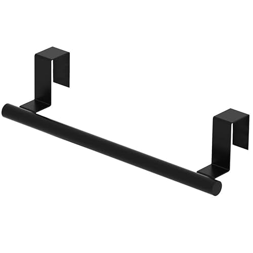 Cabinet Door Towel Bar, Kitchen Towel Holder, Matte Black, Single - color: Black - 1 Pack