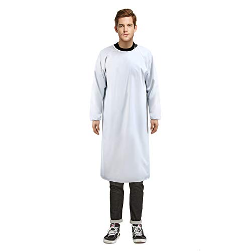 Surblue Waterproof Apron Long Sleeves, 47" Plus Size Aprons, Heavy Duty Smock Overalls for Lab Work, Cleaning, Work Shop, Dishwashing, Dog Grooming, White - color: Z-white
