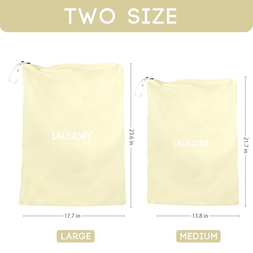 Travel Laundry Bag (2 Pcs - Large + Medium) - Foldable Waterproof Washable Wet Dry Bag for Gym, Swimming, Yoga, and Workout Perfect for Dirty Clothes, Bathing Suits, Travel Accessories (Beige) - color: Beige, size: L+M (2 Pcs) – 23.6"×17.7" + 21.7"×13.8"