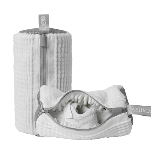 Shoe Washing Machine Bag, 2pcs Cabbirx Laundry Shoe Bag for Washer and Dryer Reusable, 360° Deep Cleaning With Durable Zipper, Washer Balls Include, Medium Size for Kids (White, Medium) - color: White, size: Medium
