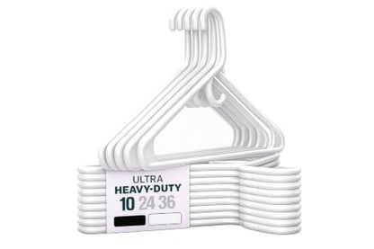 Ultra Heavy Duty Plastic Clothes Hangers – White Strong Durable Coat & Suit Hangers – Thick Plastic Closet Organizer Hangers (White, 10) - color: White, size: 10