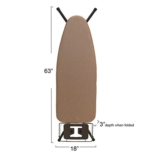 Household Essentials Wide Top Ironing Board with 4‑Leg Steel Frame, Fixed Iron Rest, Silicone‑Coated Cotton Cover, Antique Bronze Finish - color: Brown/Bronze, size: 49" L, style: Without iron station