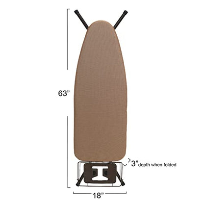 Household Essentials Wide Top Ironing Board with 4‑Leg Steel Frame, Fixed Iron Rest, Silicone‑Coated Cotton Cover, Antique Bronze Finish - color: Brown/Bronze, size: 49" L, style: Without iron station