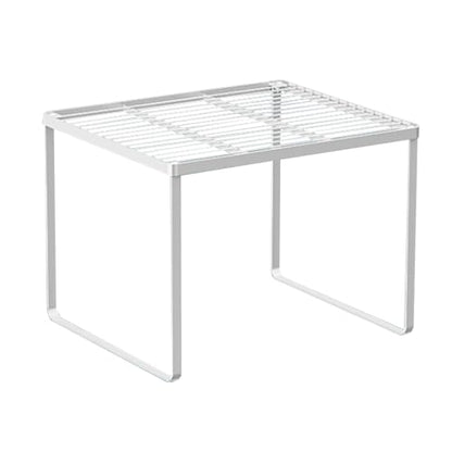 Kitchen Cabinet Storage Shelf Stackable Wire Spice Rack Organizer Heavy Duty Space Saver for Bathroom Bedroom Closet Laundry Room Office Countertop - White, Pack 1 - size: 15.35'' X 13.38'' X 12''