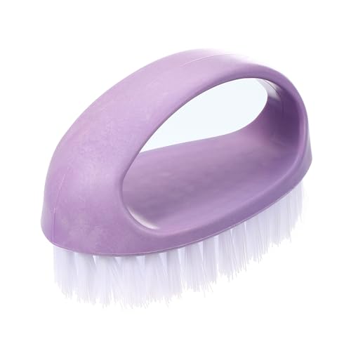 Laundry Scrub Brush, Cleaning Brush with D Handle Laundry Clothes Shoes Scrubbing Brush for Bathroom Carpet Cleaning, Purple