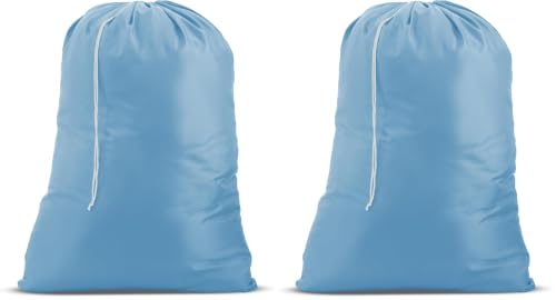 Handy Laundry XL Laundry Bag – Heavy Duty Nylon, 30" x 40", Large Capacity, Durable Drawstring Closure, Machine Washable, Travel & Dorm Essentials for Dirty Clothes, Light Blue (Pack of 2) - color: Light Blue, size: 30" x 40" (Pack of 2)