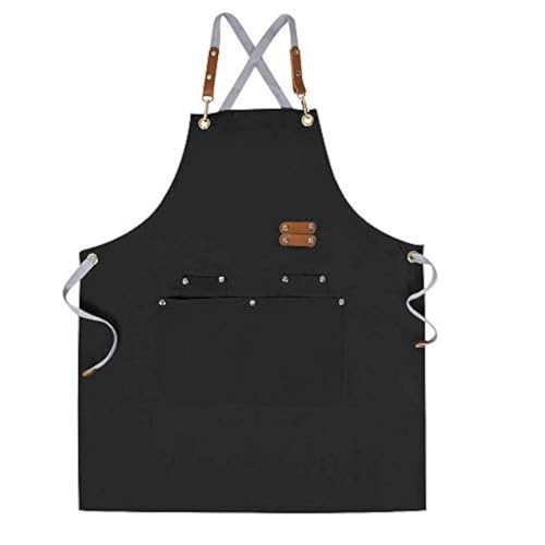 Chef Apron-Cross Back Apron for Men Women with Adjustable Straps - color: Black