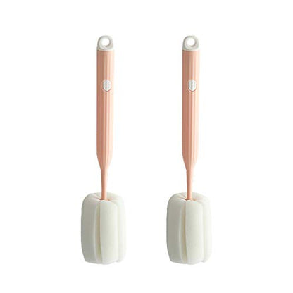 DI QIU REN 2Pcs Pink Sponge Bottle Brushes Clean Cups and Narrow Containers - color: Pink-brush