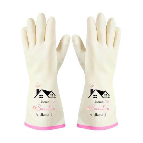 Rubber Cleaning Reusable Gloves, Practical House Warming Gifts - color: Pink-housewarming2