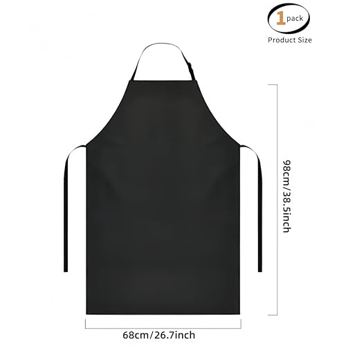 Black water proof apron, extra long adjustable rubber laboratory aprons, used for dishwashing, cooking, gardening - size: 38.5*26.7in