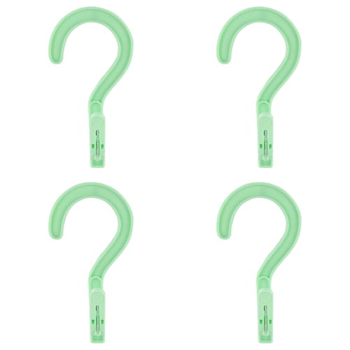 Andiker 4pcs Laundry Hooks with Clips, 5.2" Super Strong Clamping Plastic Single Clip Hangers Portable Travel Hangers with Clips to Hang Socks Towels Boots and Dry Wet Clothes (Green) - color: Green