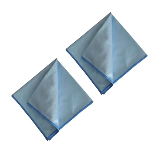 2 Pack Microfiber Glass Cleaning Cloth, Lint Free, Blue, 15.7x15.7 Inch Large Size for Windows, Glasses, Mirrors, Windshields, Stainless Steel (2, Blue, Large)