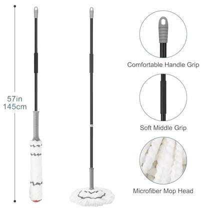 KeFanta Self-Wringing Twist Mop for Floor Cleaning with 57 " Long Handle - color: Gray&white Twist Mop