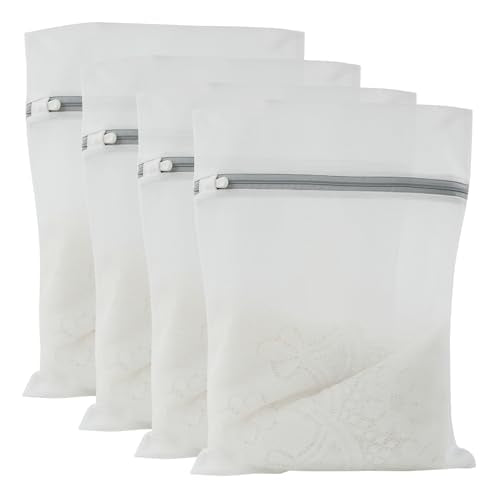 4 Pack Mesh Laundry Bags - Delicates Wash Bags for Sweaters, T-Shirts and Pajamas, Reusable Laundry Bags with Durable Zippers for Home, College, Dorm, 16 x 20 Inch - size: Large