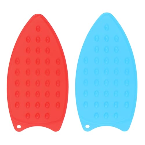 HARFINGTON 2pcs Silicone Iron Rest Pad, Multipurpose Iron Hot Resistant Mat Iron Rest Plate for Ironing Board Hot Heat Resistant Steam Compact Mat, Red/Blue - color: Red/Blue