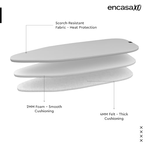 Encasa XO Ironing Board Cover and Pad, 6mm Felt 54"x18" Silver Luxury - size: X-Large (54"x18")
