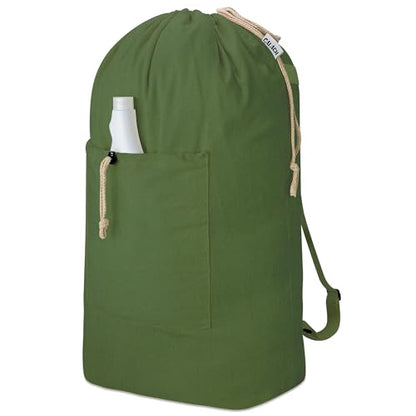 Laundry Bag Backpack, Canvas Laundry Bag with Straps & Drawstring Armygreen - color: Army Green, size: X-Large