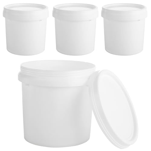 AKOLAFE 4 Pack Small Paint Buckets for Painting 1 Quart Empty Paint Cans Touch Up Paint Containers with Lids Plastic Paint Can 2 Pint Paint Pail 1/4 Gallon Paint Storage Containers for Leftover Paint