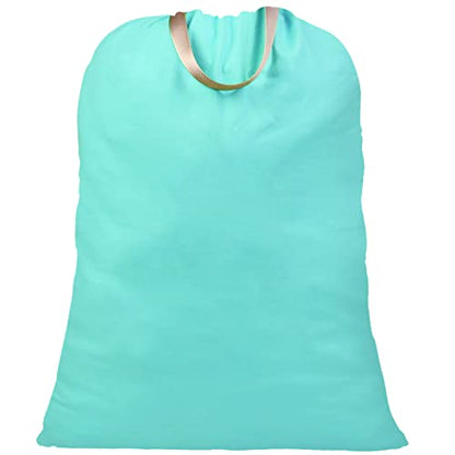 LOLOMLO Extra Large Canvas Laundry Bags with Handles & Drawstring Closure, Heavy Duty Tears Resistant Clothes Storage Travel Bags,25.5"x34",Lake Blue - color: Lake Blue